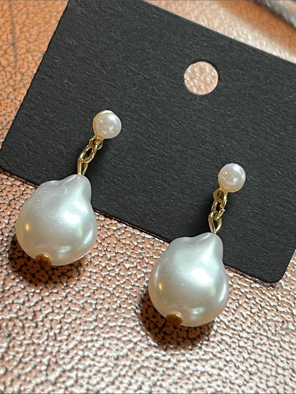 Gold Pearl Drop Earrings